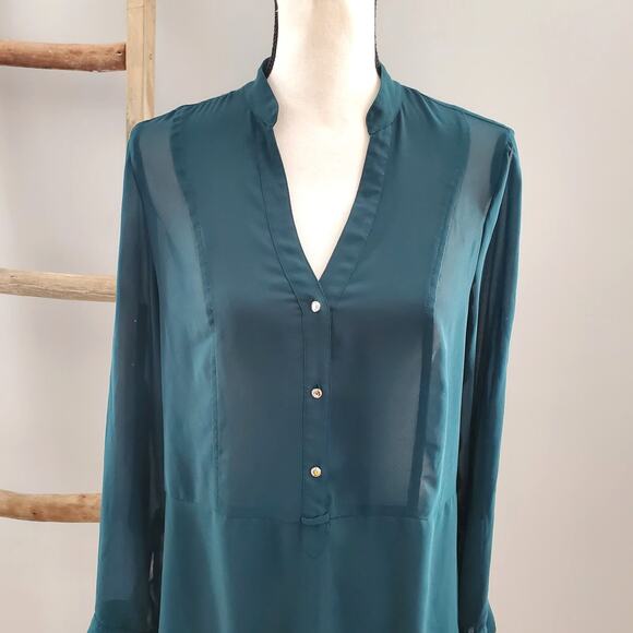 Express Women's Green Sheer Pullover Long Sleeve Top Size M - Picture 3 of 9